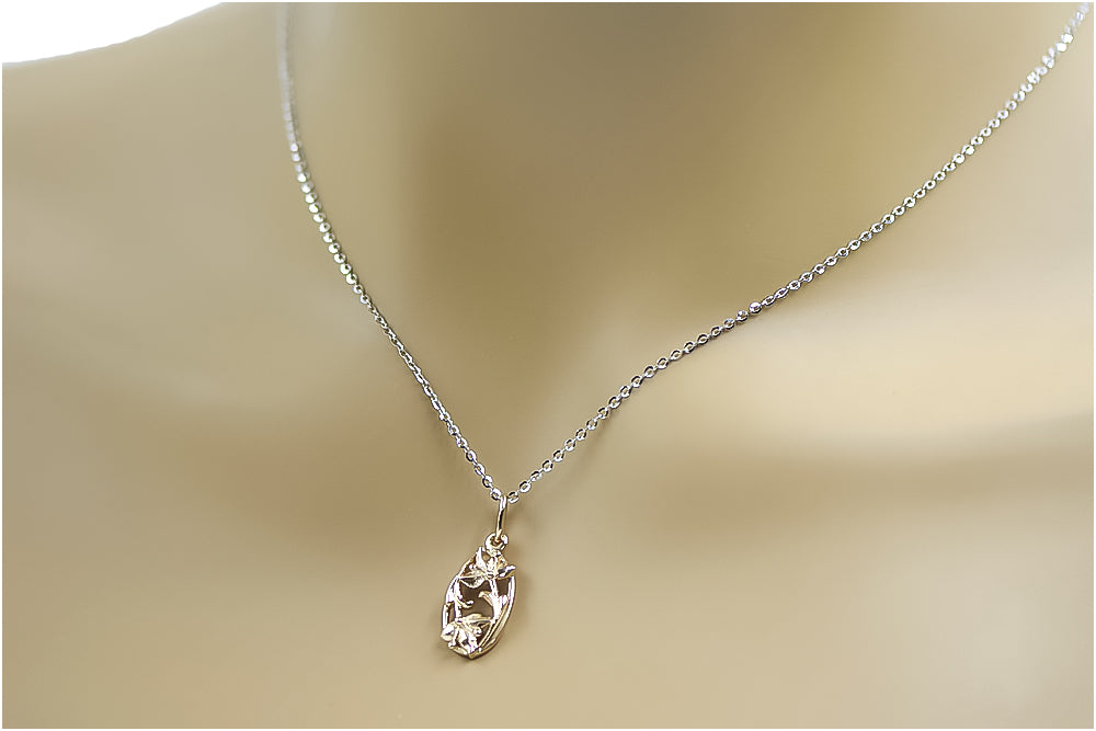 Vintage Leaf Pendant in 14K Rose Gold (vpn012) — view 2