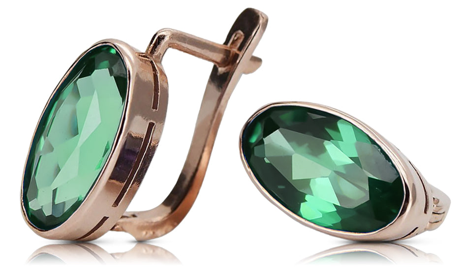 Vintage Emerald Earrings in 14K Rose Gold (vec001r-em) — view 2