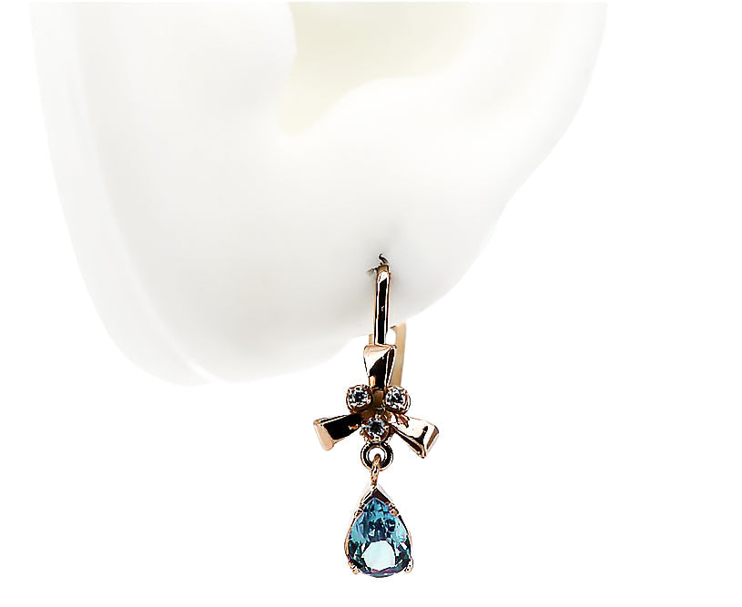 Vintage Aquamarine Earrings in 14K Rose Gold (vec045r-aq) — close-up of the hallmark on the inner band