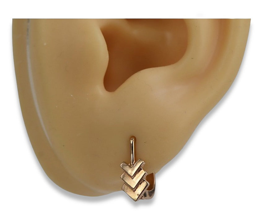 Vintage Leaf Earrings in 14K Rose Gold (ven100) — view 8