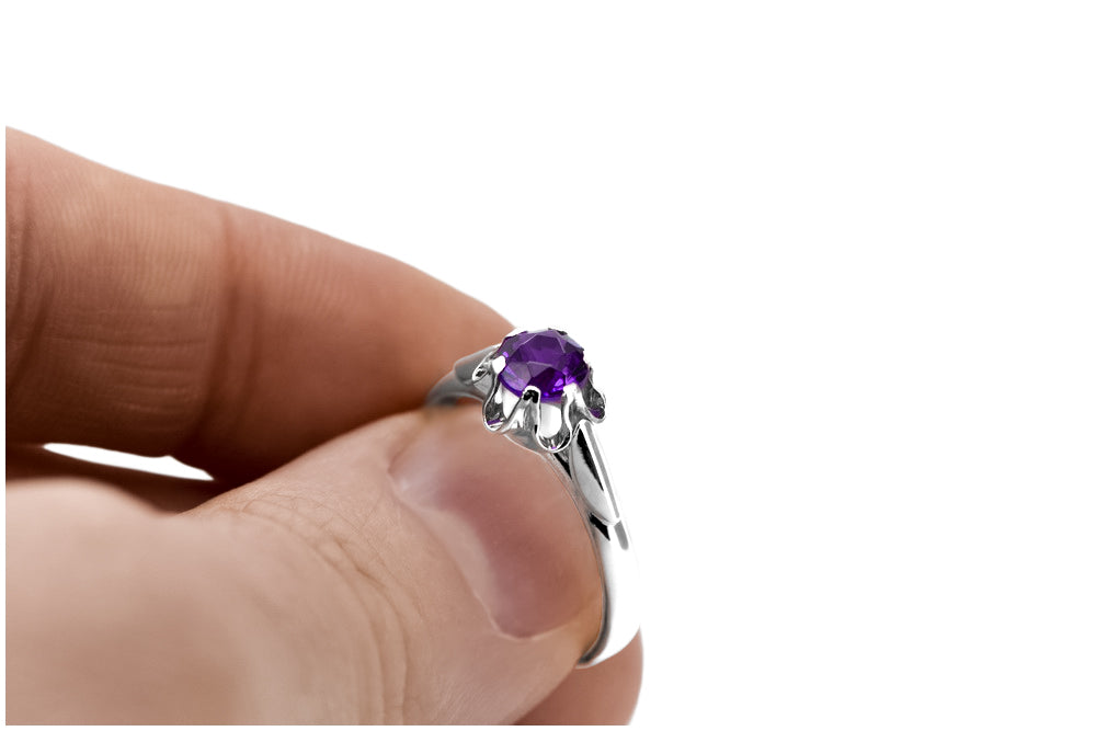Vintage Alexandrite Ring in Sterling Silver (vrc094s-ax) — close-up of the hallmark on the inner band