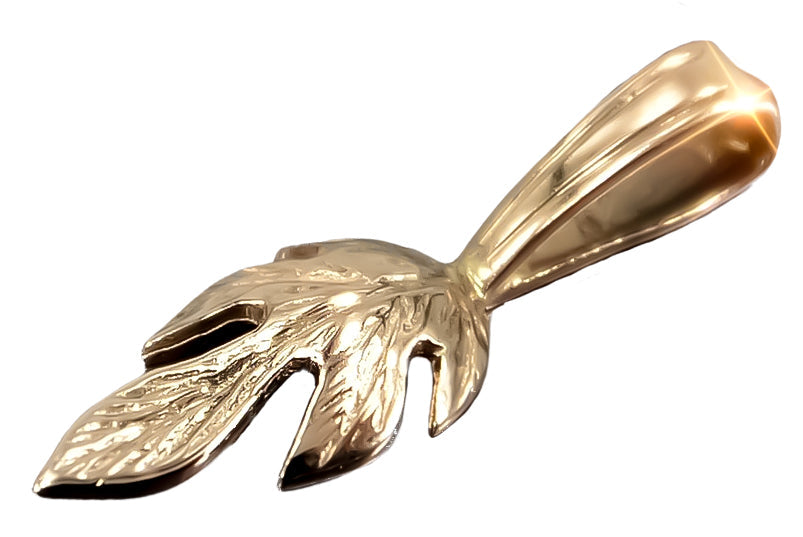Vintage Leaf Pendant in Rose Gold-Plated Sterling Silver (vpn018rp) — side view showing the setting