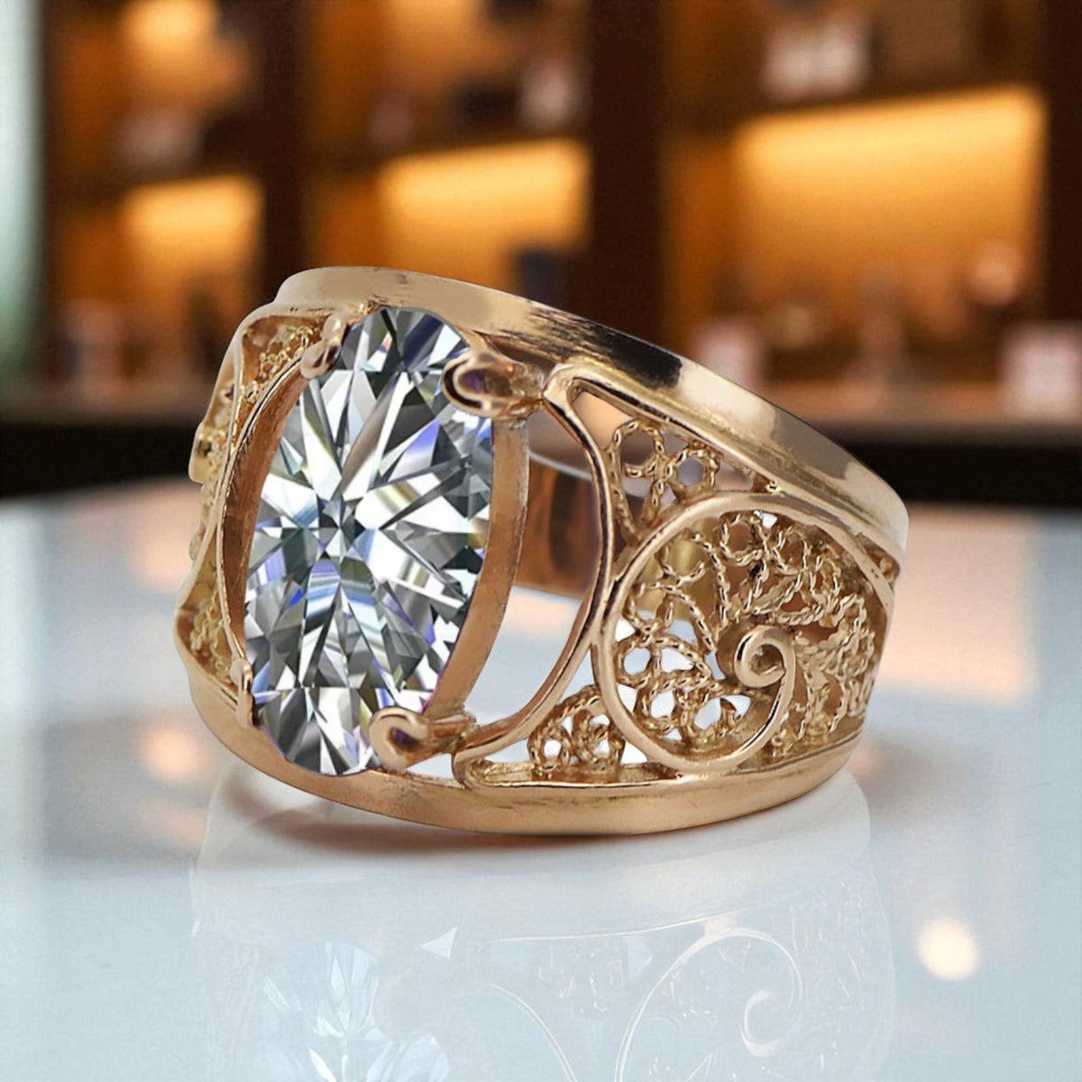 Vintage Zircon Craft Ring in 14K Rose Gold (vrc057r-zi)