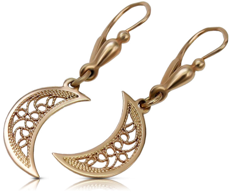 Vintage Ball Earrings in 14K Rose Gold (ven174) — full view of the piece