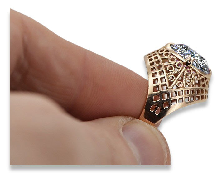 Vintage Zircon Cubic Ring in 14K Rose Gold (vrc030r-zi) — full view of the piece