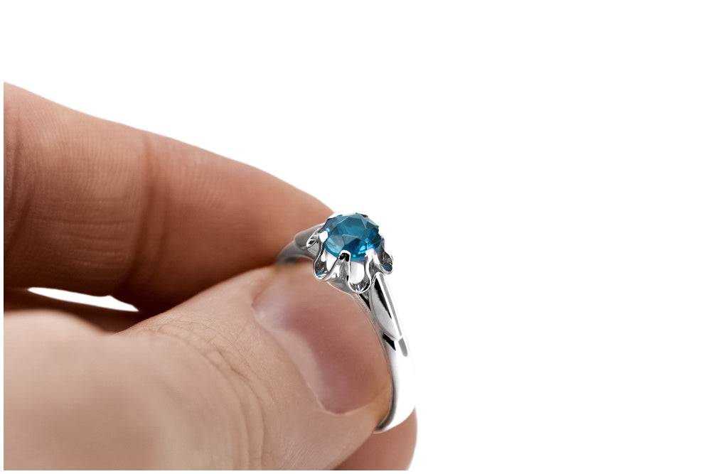 Vintage Aquamarine Craft Ring in Sterling Silver (vrc094s-aq) — close-up of the hallmark on the inner band