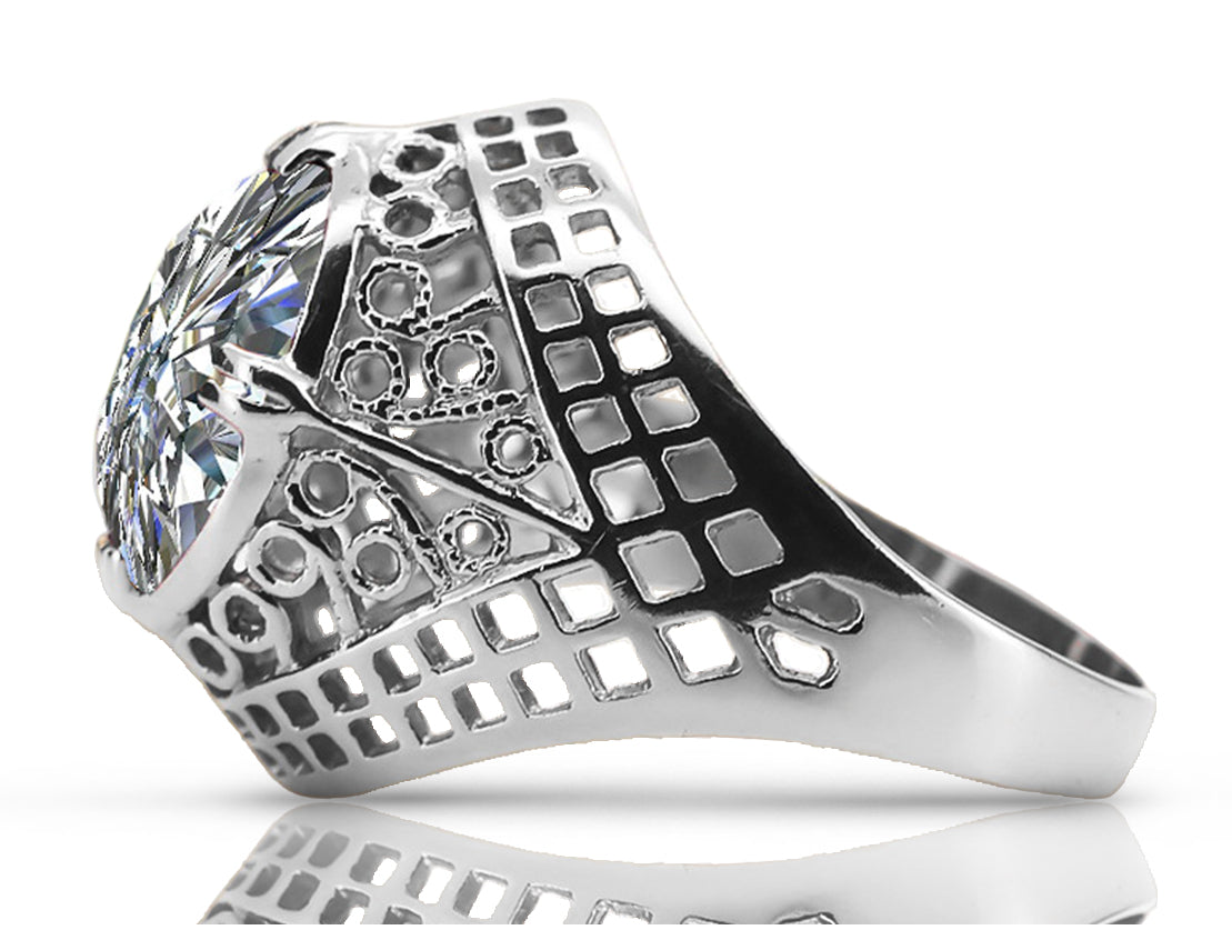 Vintage Zircon Ring in Sterling Silver (vrc030s-zi)