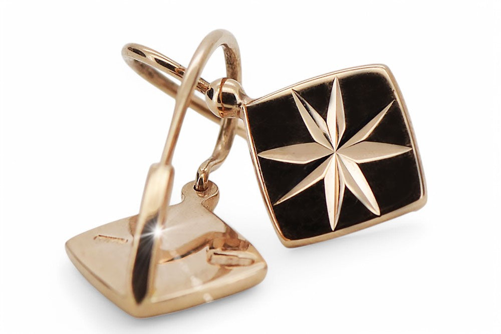 Vintage Square Earrings in 14K Rose Gold (ven049) — view 3