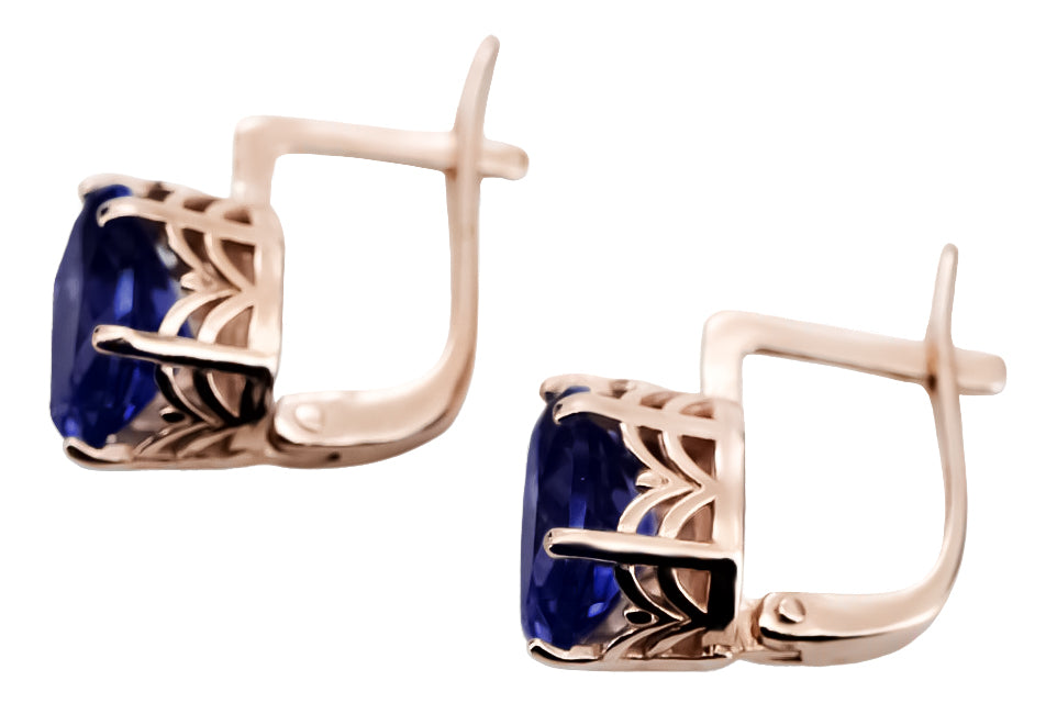 Vintage Sapphire Earrings in 14K Rose Gold (vec003r-sp) — view 3
