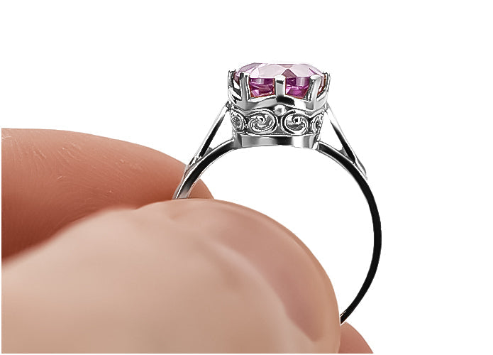 Vintage Amethyst Ring in Sterling Silver (vrc366s-am) — full view of the piece