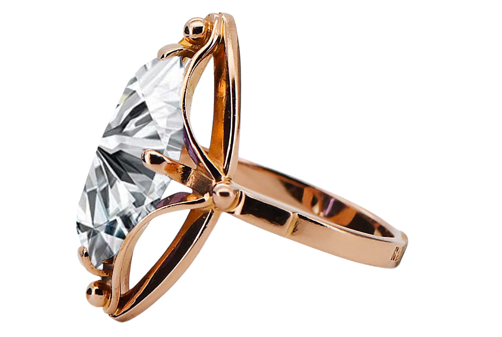 Vintage Zircon Craft Ring in 14K Rose Gold (vrc047r-zi) — close-up of the hallmark on the inner band