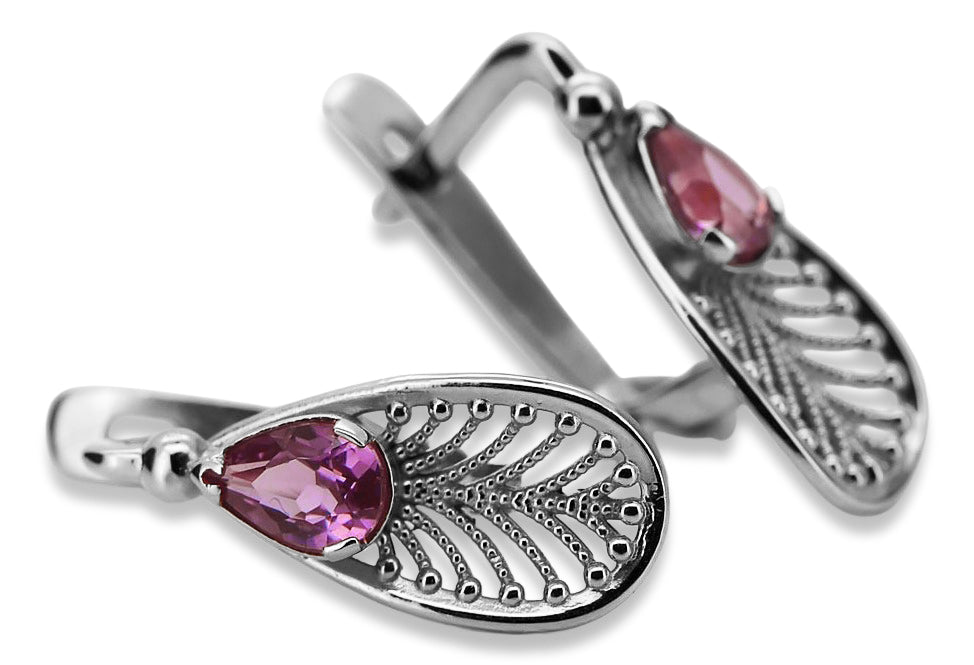 Vintage Amethyst Earrings in Sterling Silver (vec067s-am)