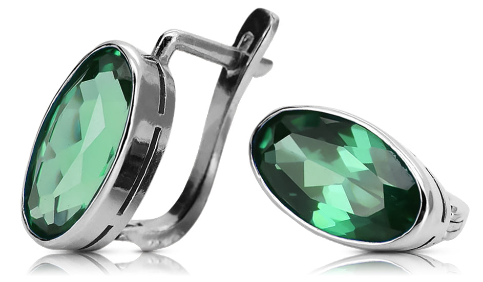 Vintage Emerald Earrings in Sterling Silver (vec001s-em)