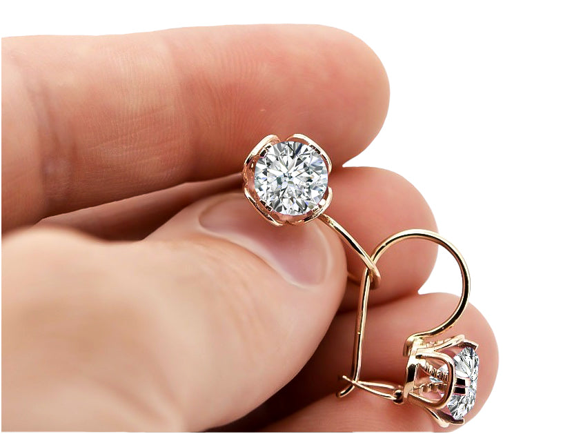 Vintage Zircon Earrings in 14K Rose Gold (vec029r-zi) — close-up of the hallmark on the inner band