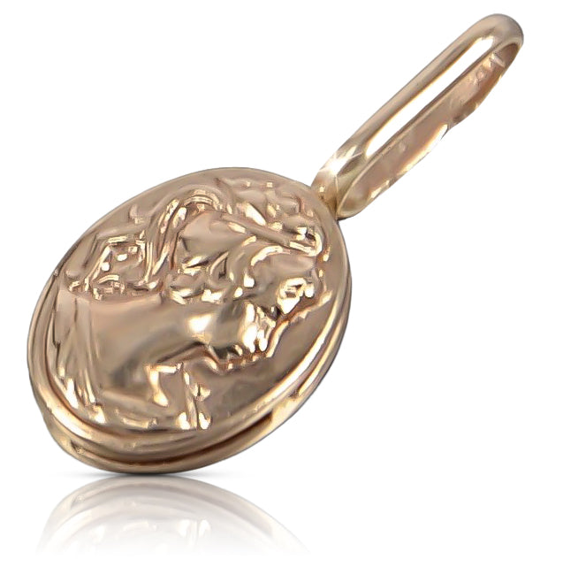 Vintage Cameo Pendant in 14K Rose Gold (vpn007) — close-up of the stone and setting