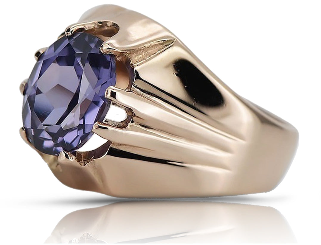Vintage Alexandrite Ring in 14K Rose Gold (vrc016r-ax) — full view of the piece