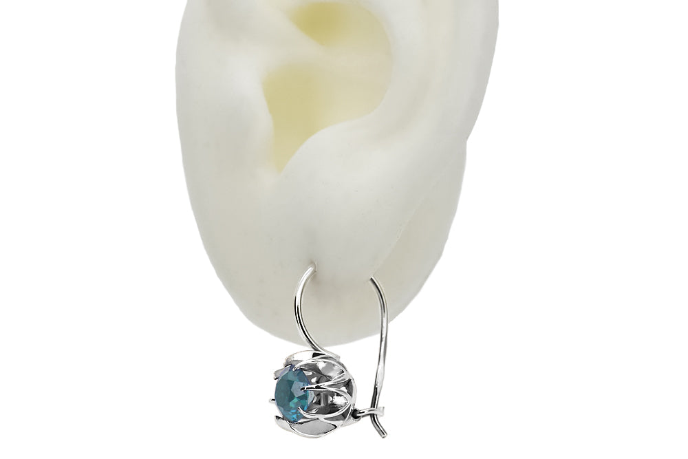 Vintage Aquamarine Earrings in Sterling Silver (vec062s-aq)