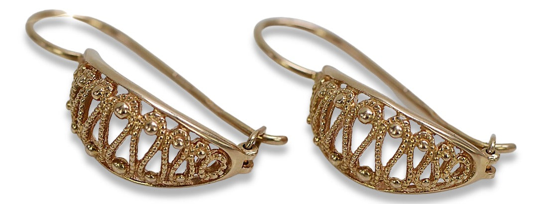 Vintage Hanging Earrings in 14K Rose Gold (ven154) — view 5