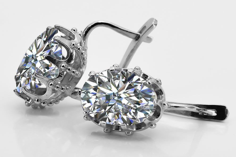 Vintage Zircon Earrings in Sterling Silver (vec079s-zi) — back view with the clasp