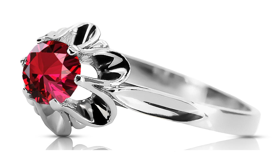 Vintage Ruby Craft Ring in Sterling Silver (vrc004s-rb) — worn on the hand, showing profile