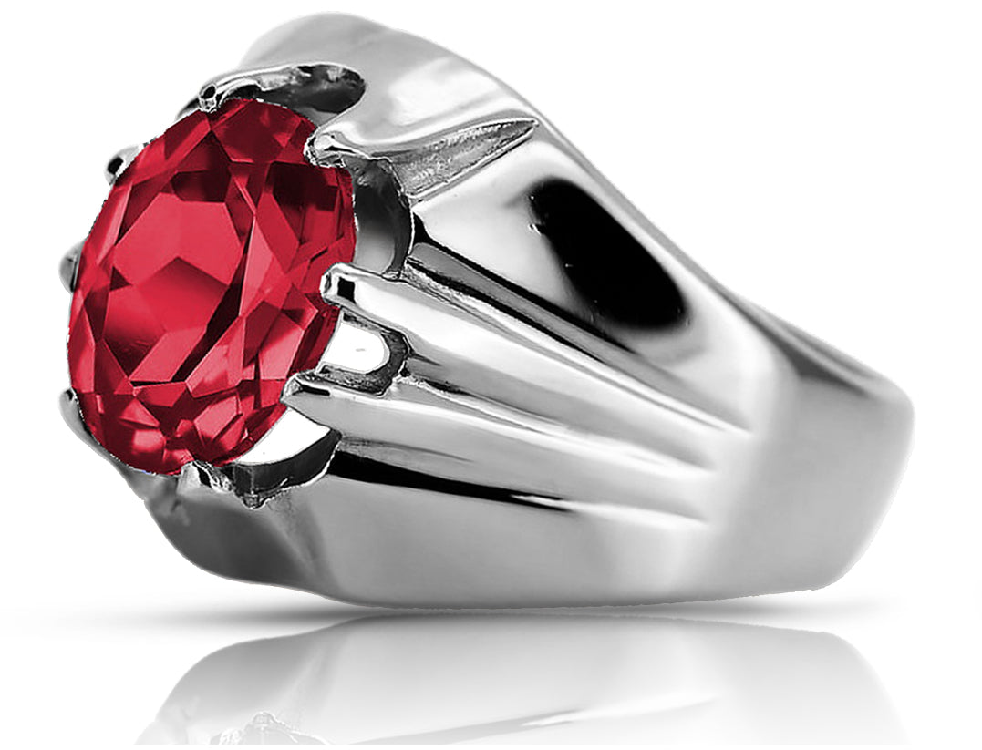 Vintage Ruby Ring in Sterling Silver (vrc016s-rb) — side view showing the setting