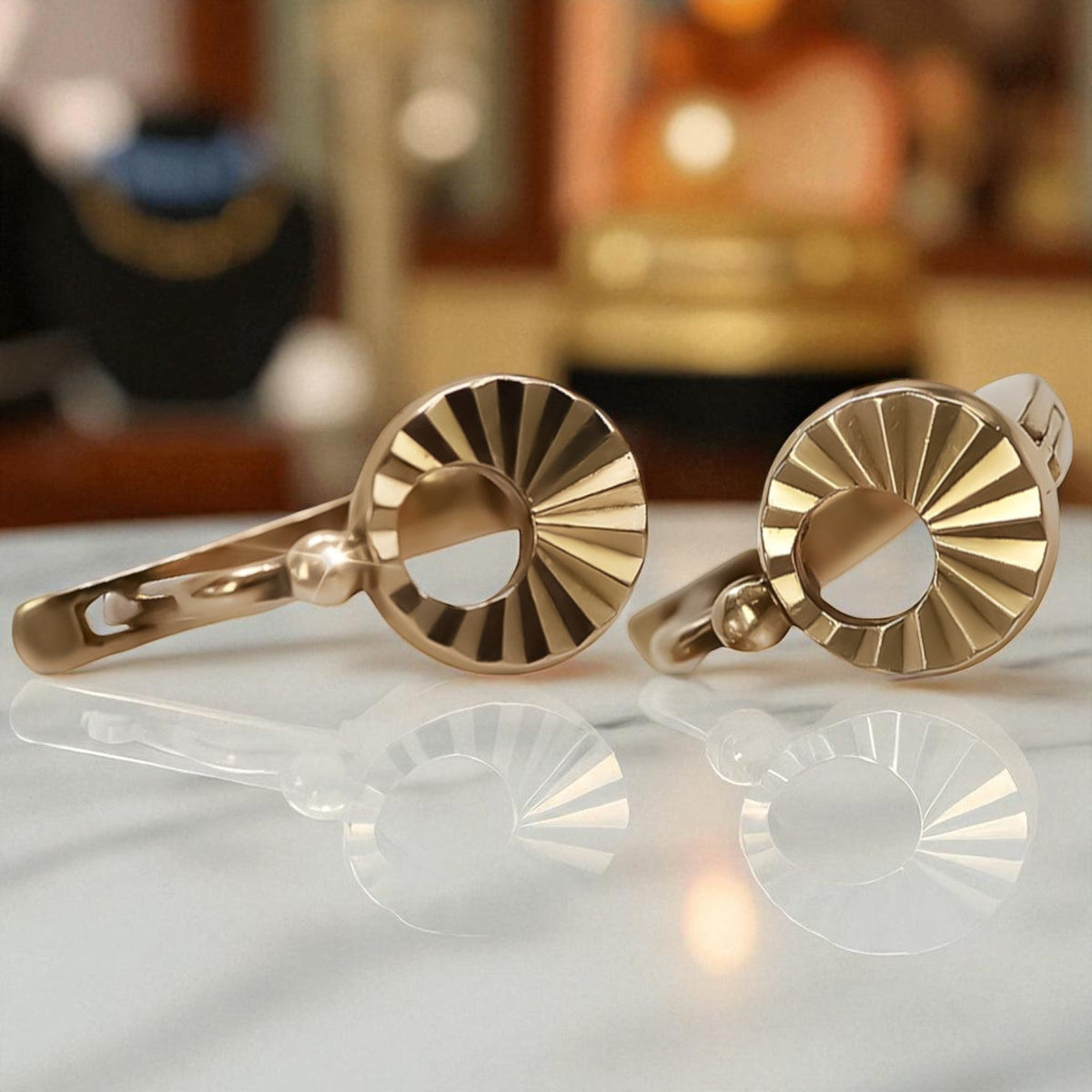 Vintage Hoops Earrings in 14K Rose Gold (ven079)