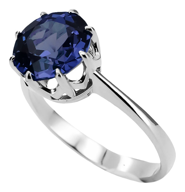 Vintage Sapphire Ring in Sterling Silver (vrc157s-sp) — close-up of the stone and setting