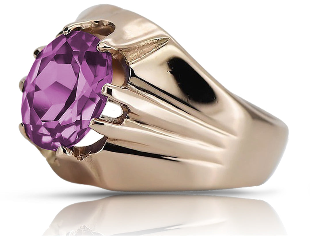 Vintage Amethyst Ring in 14K Rose Gold (vrc016r-am) — full view of the piece