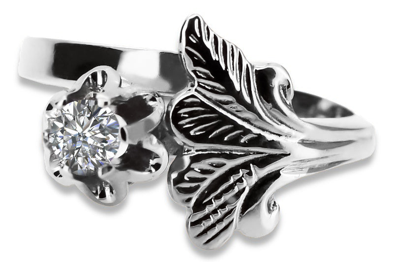 Vintage Zircon Zircone Ring in Sterling Silver (vrc169s-zi) — close-up of the stone and setting