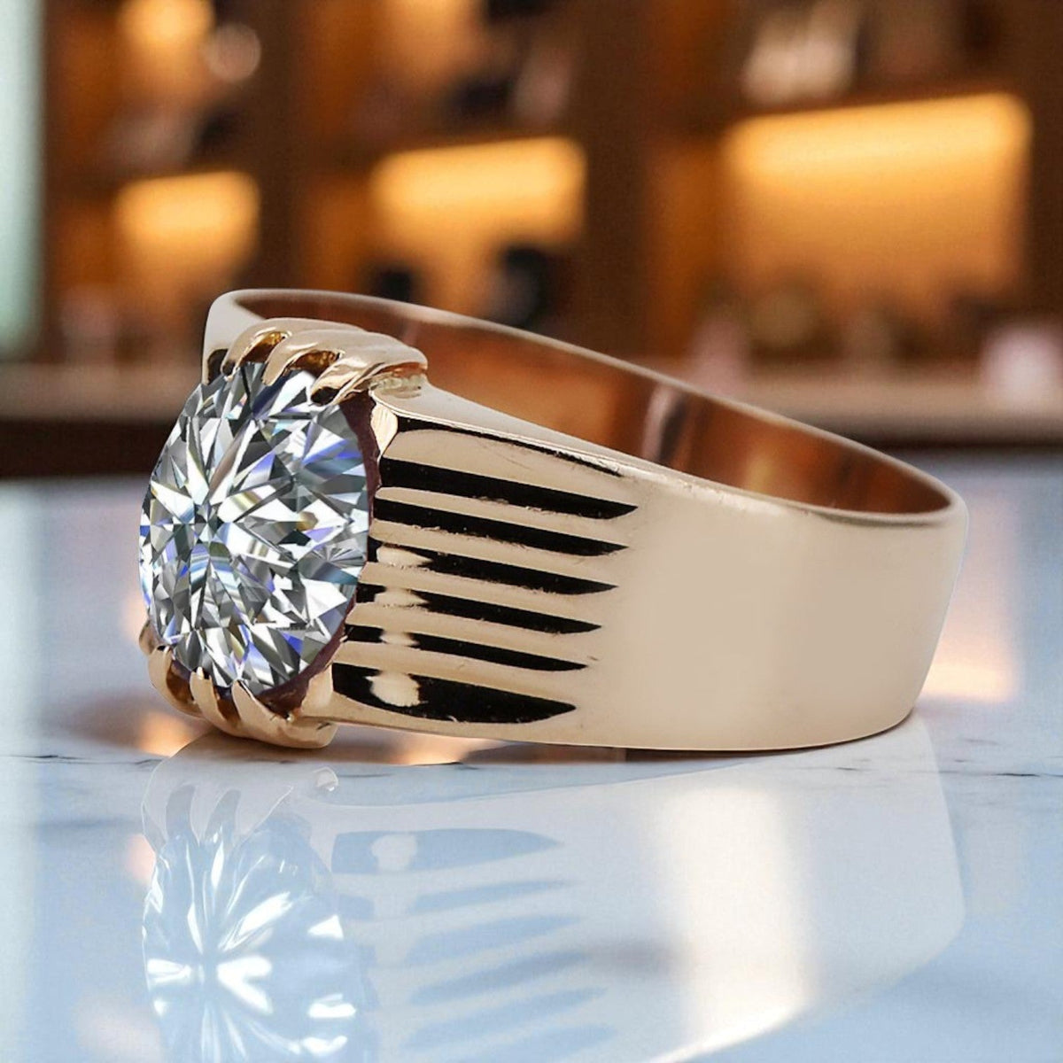Vintage Zircon Craft Ring in 14K Rose Gold (vrc007r-zi)
