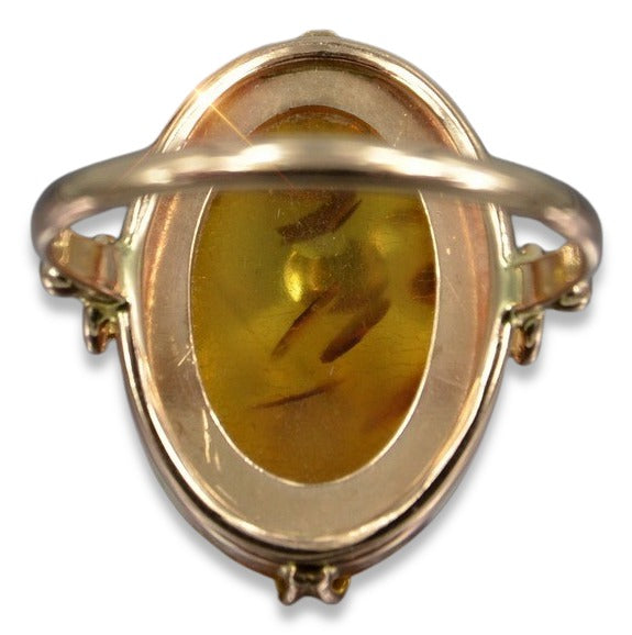 Vintage Amber Ring in 14K Rose Gold (vrab017) — full view of the piece