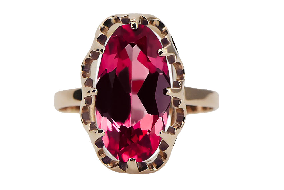 Vintage Ruby Craft Ring in 14K Rose Gold (vrc253r-rb) — close-up of the hallmark on the inner band