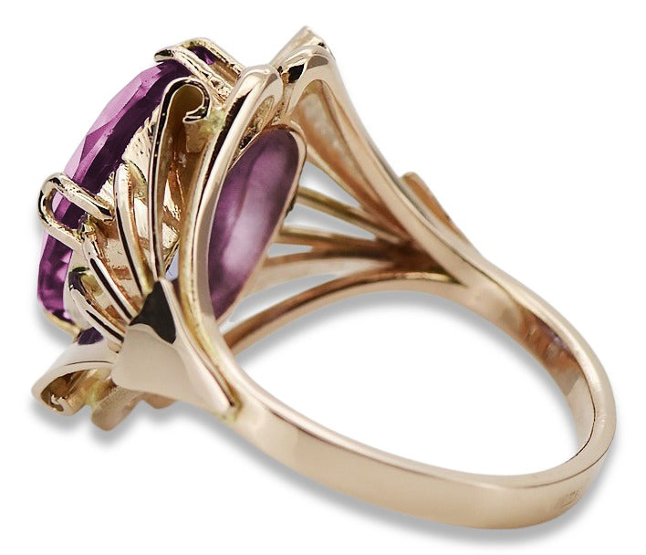Vintage Amethyst Ring in 14K Rose Gold (vrc015r-am) — side view showing the setting