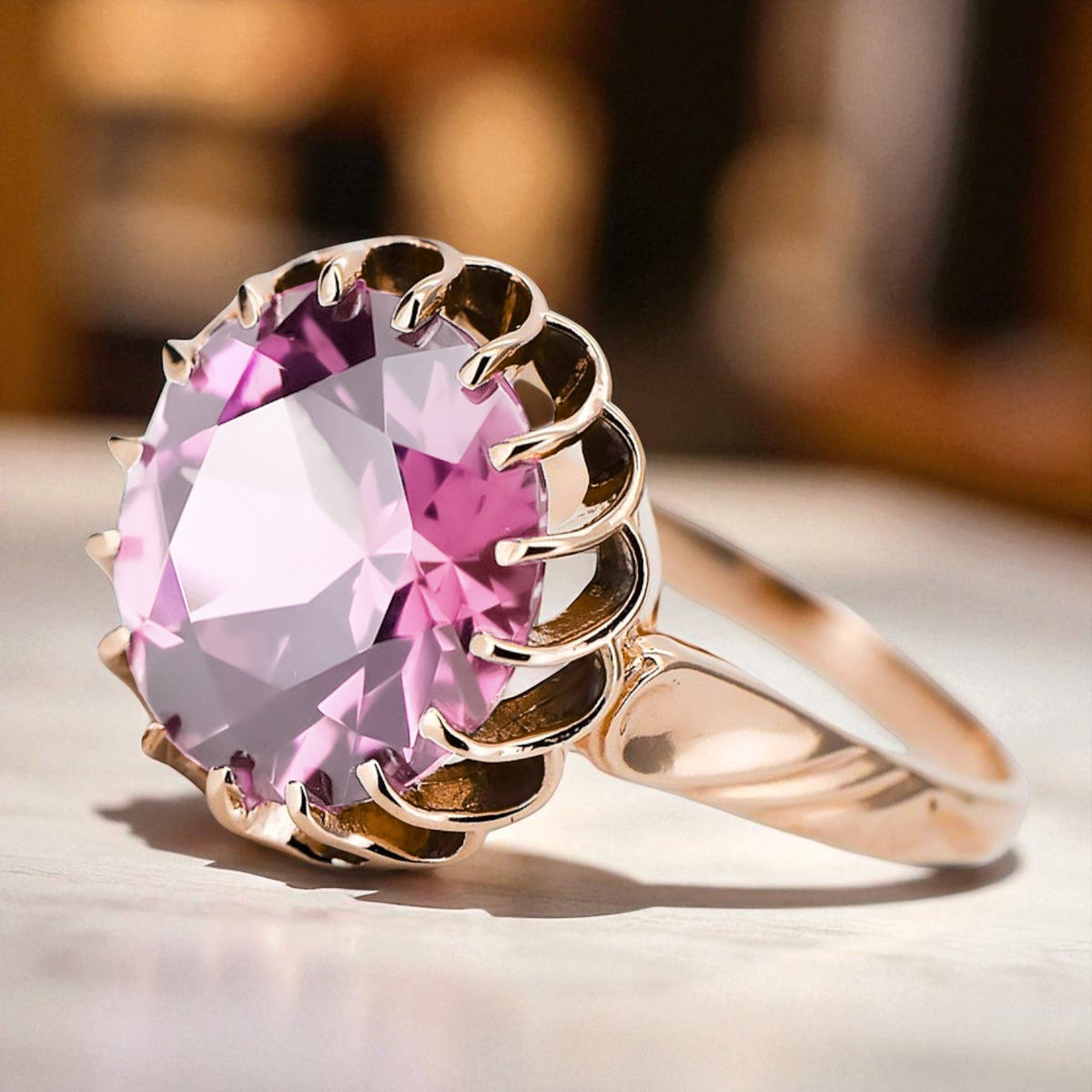 Vintage Amethyst Craft Ring in 14K Rose Gold (vrc035r-am)