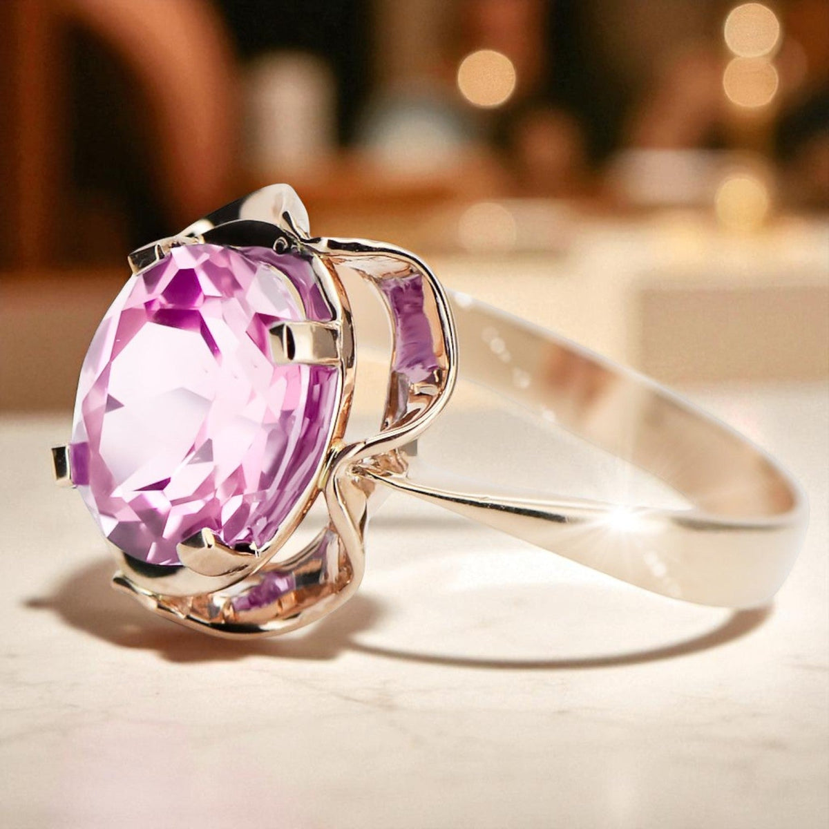 Vintage Amethyst Ring in 14K Rose Gold (vrc206r-am)