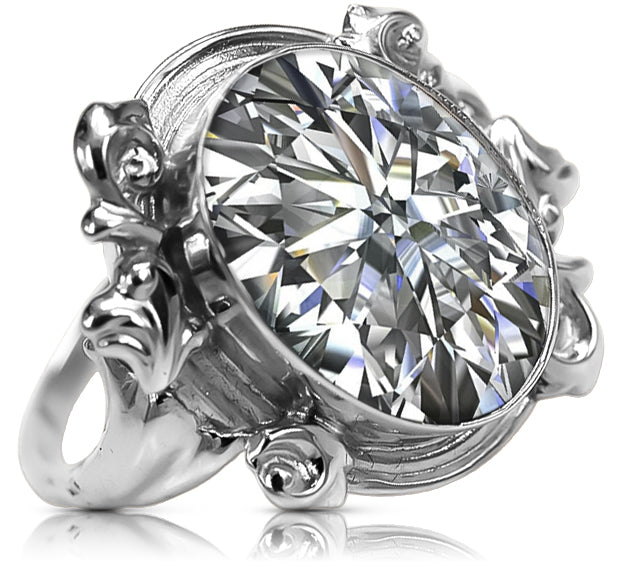 Vintage Zircon Ring in Sterling Silver (vrc100s-zi) — close-up of the hallmark on the inner band
