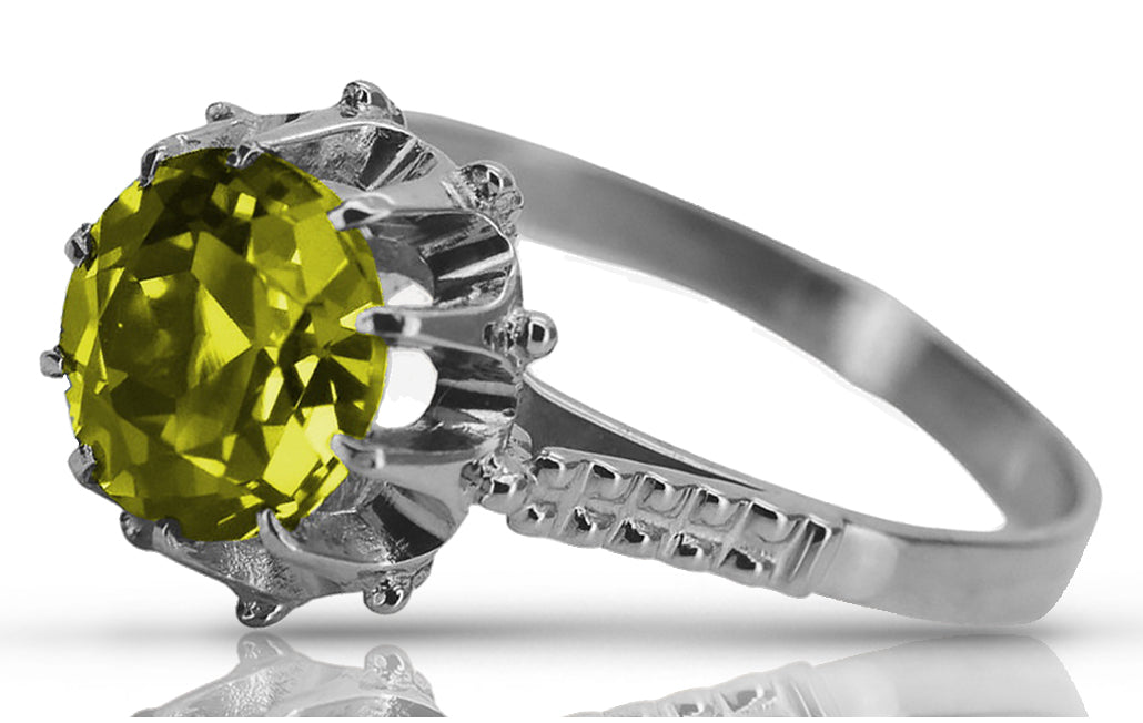 Vintage Yellow Peridot Ring in Sterling Silver (vrc045s-yp)