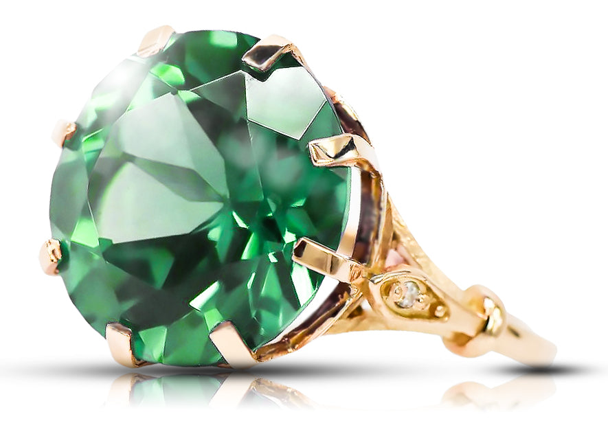 Vintage Emerald Craft Ring in 14K Rose Gold (vrc073r-em) — close-up of the stone and setting