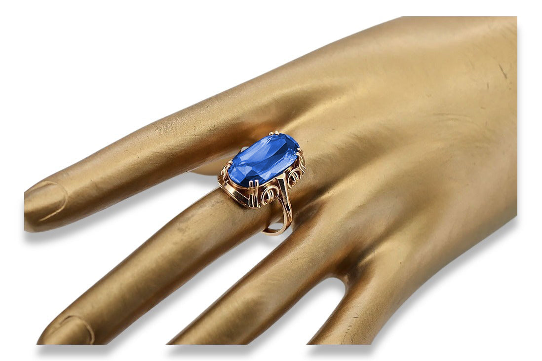 Vintage Sapphire Ring in 14K Rose Gold (vrc038r-sp) — close-up of the stone and setting