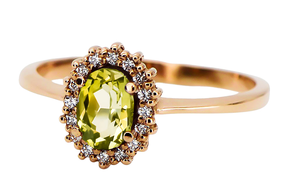 Vintage Yellow Peridot Ring in 14K Rose Gold (crc009r-yp) — full view of the piece