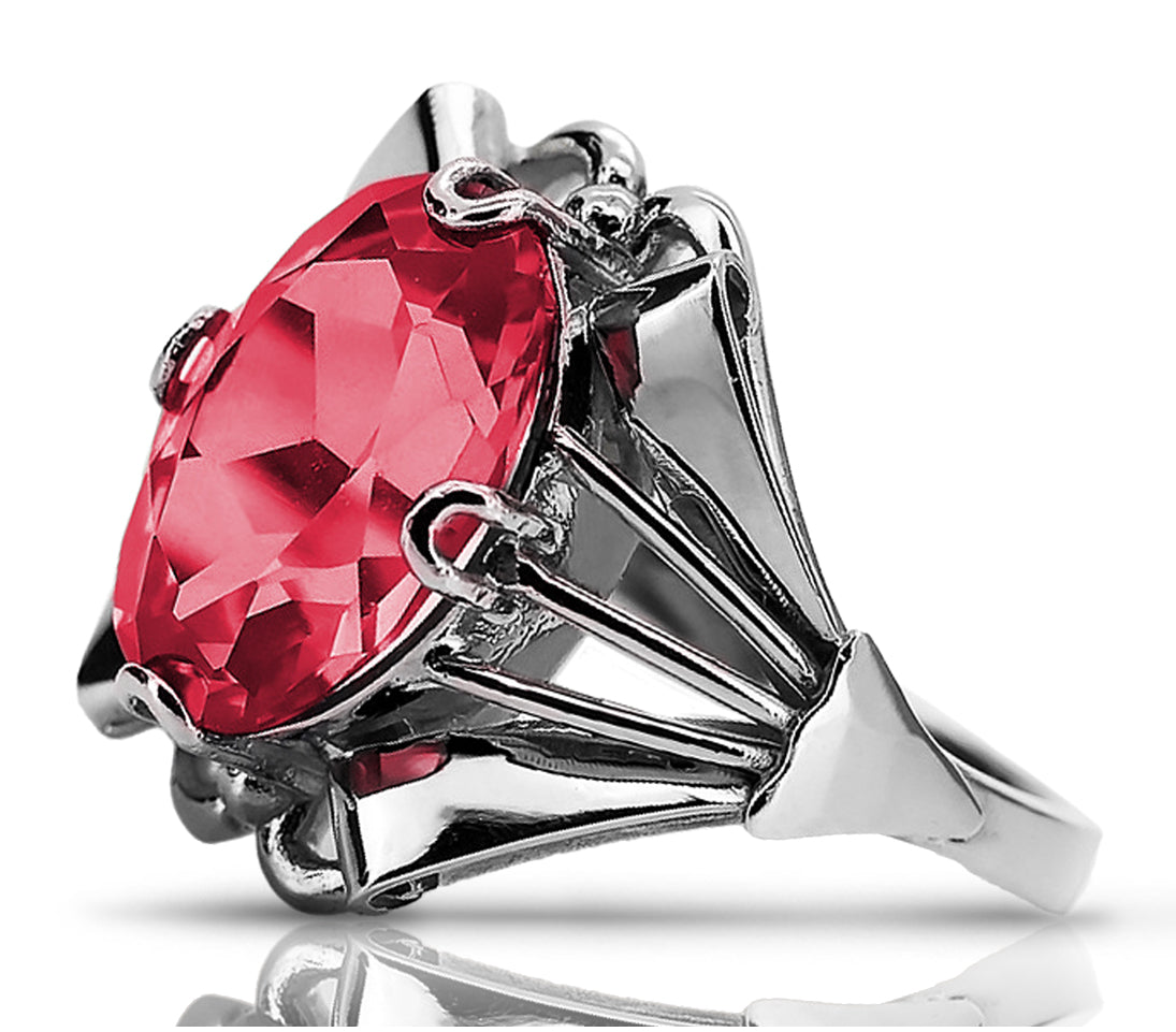 Vintage Ruby Ring in Sterling Silver (vrc015s-rb)