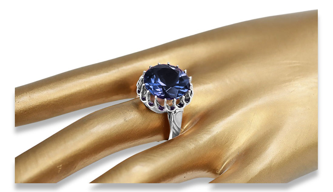 Vintage Sapphire Ring in Sterling Silver (vrc035s-sp)