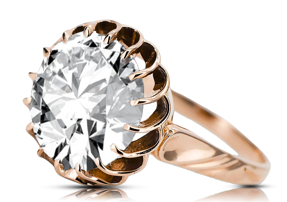 Vintage Zircon Ring in 14K Rose Gold (vrc035r-zi) — worn on the hand, showing profile