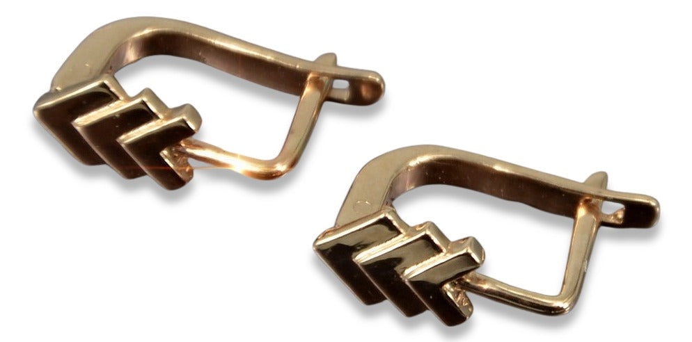 Vintage Leaf Earrings in 14K Rose Gold (ven100) — view 5