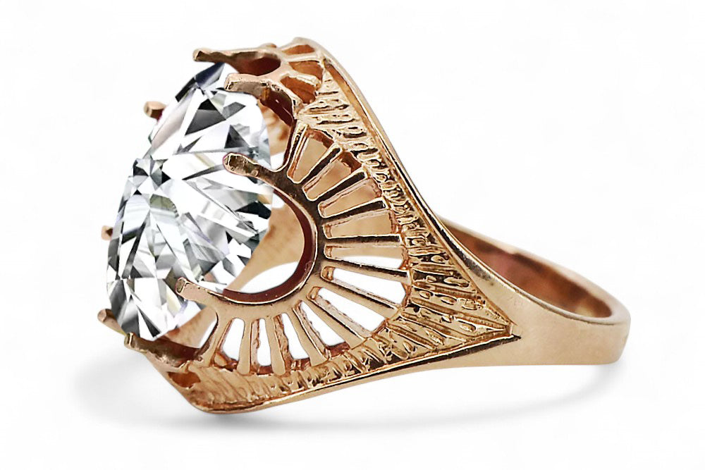 Vintage Zircon Ring in 14K Rose Gold (vrc003r-zi) — close-up of the hallmark on the inner band