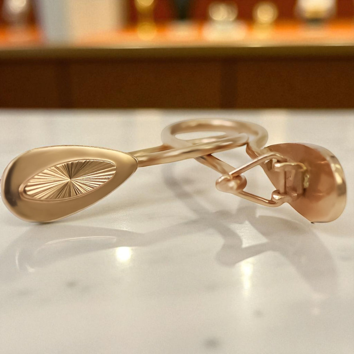 Vintage Leaf Earrings in 14K Rose Gold (ven138)