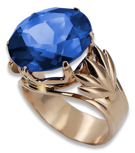 Vintage Sapphire Ring in 14K Rose Gold (vrc029r-sp) — worn on the neckline, showing the drape