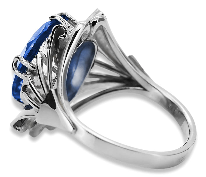Vintage Sapphire Ring in Sterling Silver (vrc015s-sp)