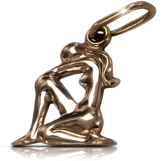 Vintage Aries Lady Zodiac Pendant Vzp Pendant in 14K Rose Gold (f0t7oz) — close-up of the stone and setting