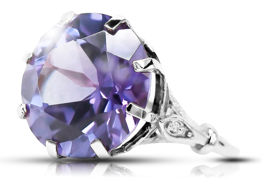 Vintage Alexandrite Ring in Sterling Silver (vrc073s-ax) — side view showing the setting
